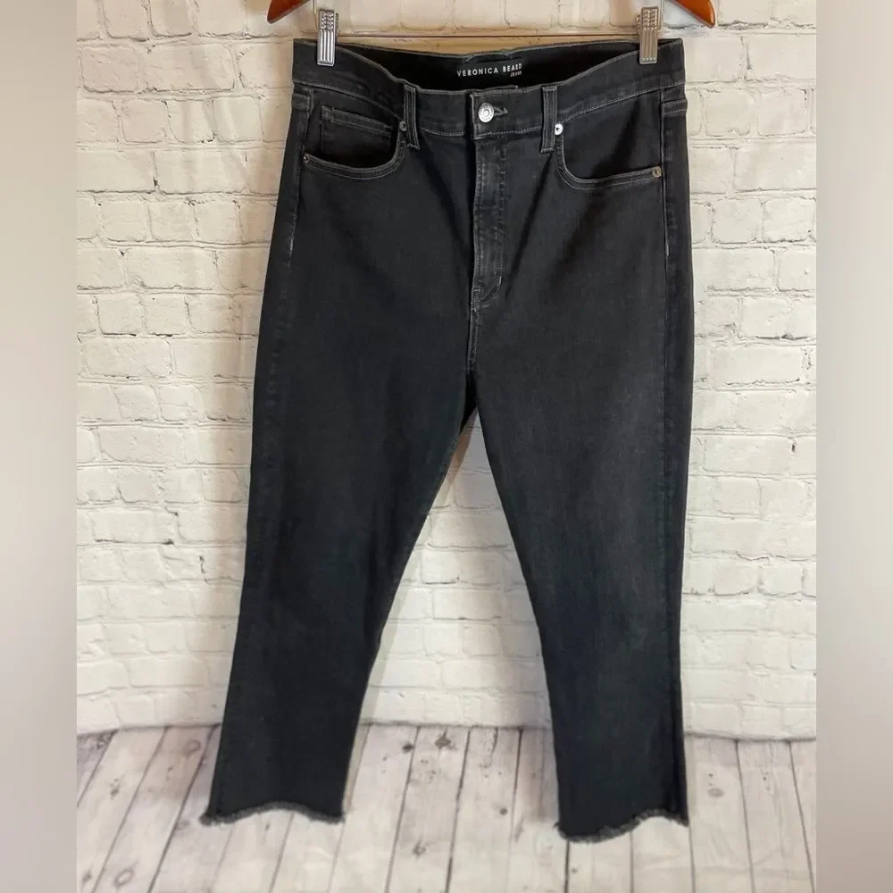 Veronica Beard Carly Kick Flare High Rise Jeans Dark  Gray size 31 - Picture 2 of 13